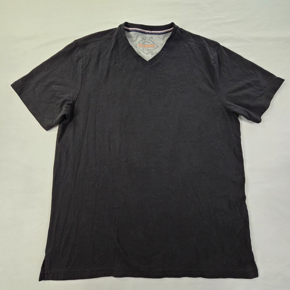Weatherproof Black Short Sleeve Cotton Blend V-Neck T-shirt Men's L